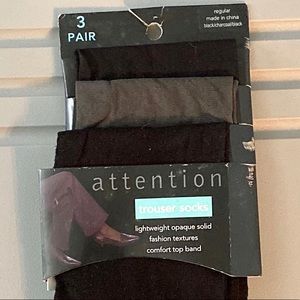 Attention Trouser Socks, 3 pair, Opaque Nylon